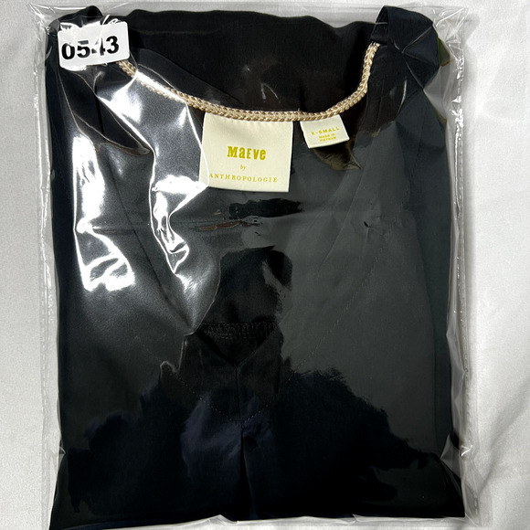 Maeve Anthropologie Ally Cupro XS Tunic Blouse Shirt Black Whimsigoth Minimalist - Picture 10 of 11